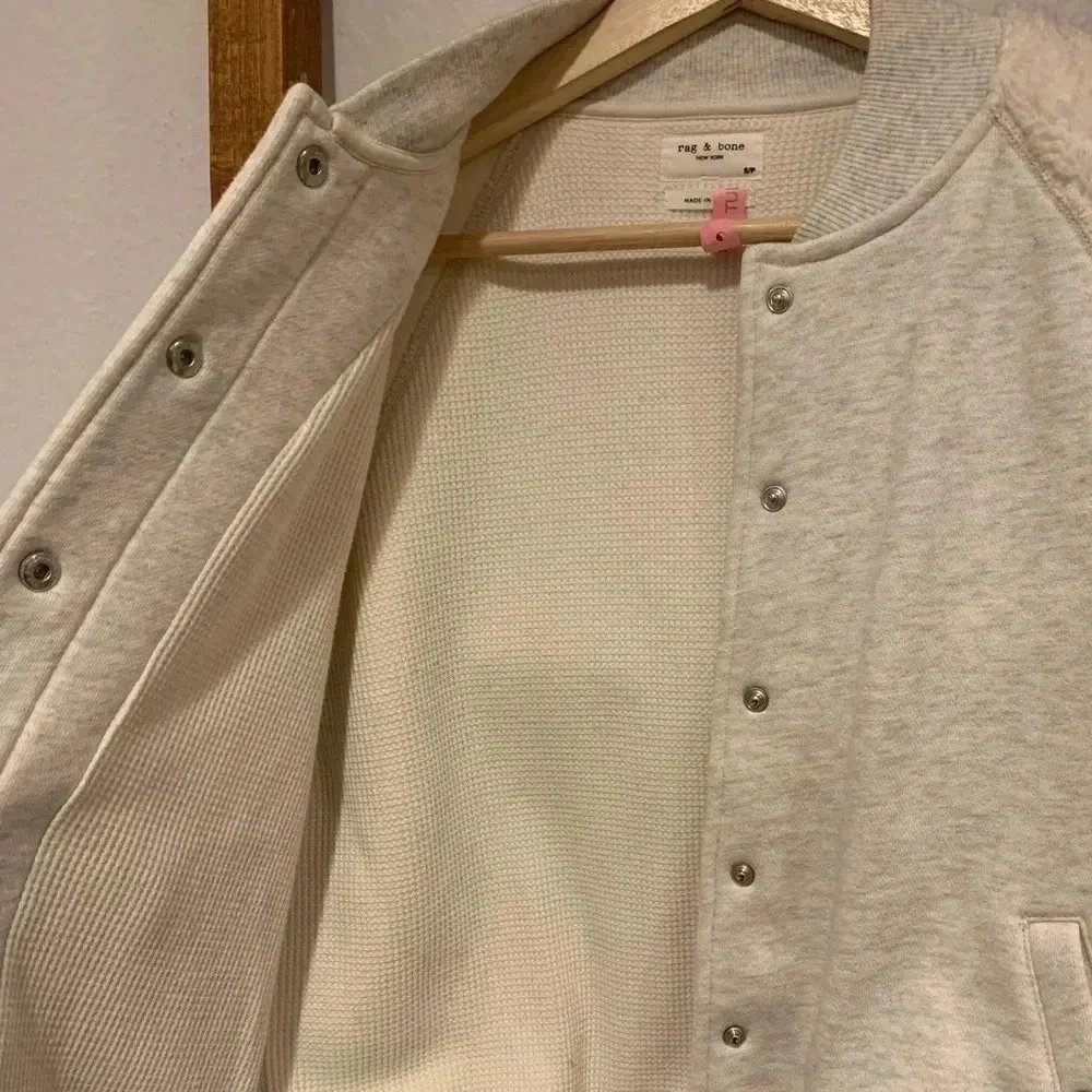 RAG & BONE EUC Ivory Sherpa Varsity Jacket Baseball - Picture 7 of 8